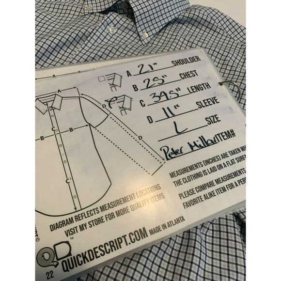 Peter Millar White Blue Gingham Short Sleeves Casual Shirt Size Large - Picture 5 of 6